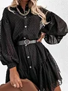 Gauze Polka Dot Long Sleeves Mini Dresses