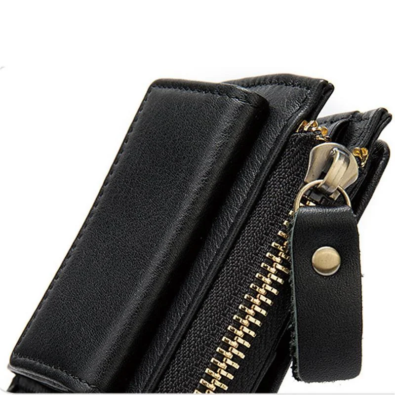 Casual Style Card Slot Currency Pocket Magnetic Closure Soft Leather Wallet