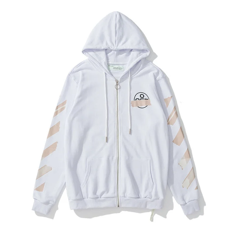 Off White Winter Hoodie Hooded Sweater Casual Zipper Long Sleeve Men's Clothing Owt