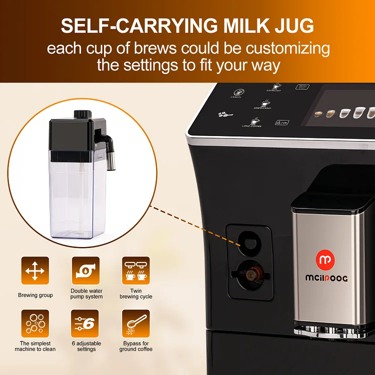 Coffee Machine Automatic Coffee Machine 3 in 1 Espresso Brewing, Bean  Grinder and Milk Foaming Household Coffee Maker
