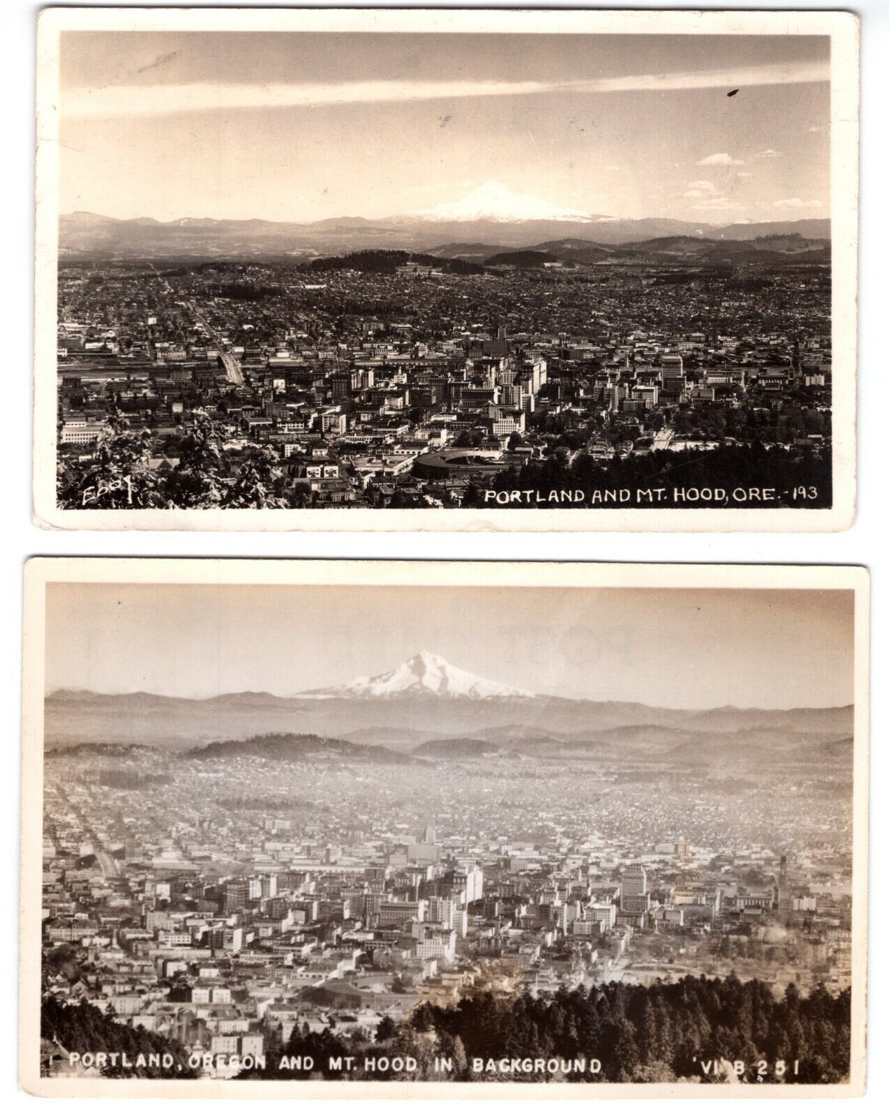 1941-1948 Mount Hood Portland Oregon Lot of 2 Real Photo Poster painting RPPC Postcard