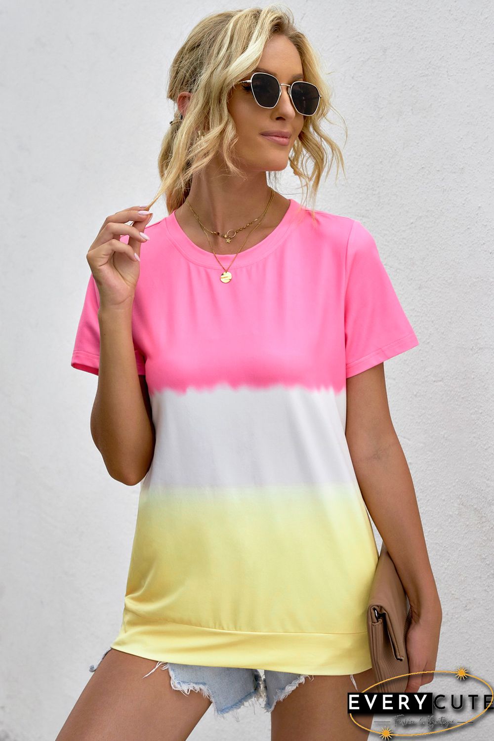 Pink Accent Colorblock T-shirt