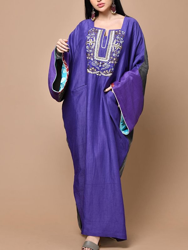 Square neck gild purple maxi dress