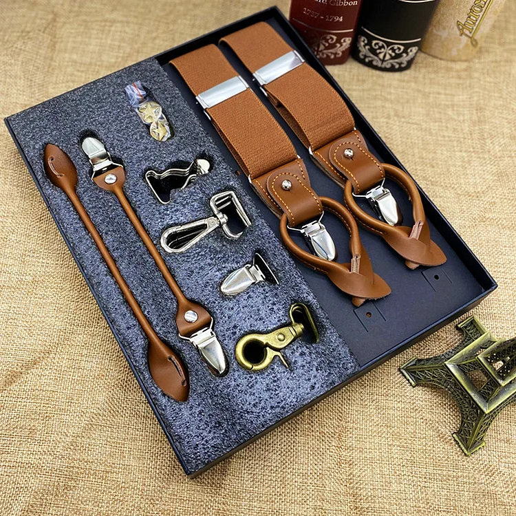 Men's Suspender Strap Elastic Anti-Slip Strap Clip Sling Gift Box Set