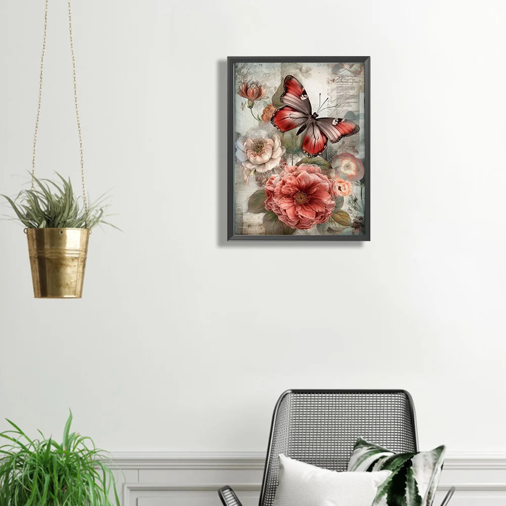 Diamond Painting - Full Square Drill - Butterfly Flower(Canvas|30*40cm)