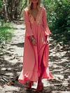 Loose And Casual Solid Color Flared Sleeves Maxi Dresses