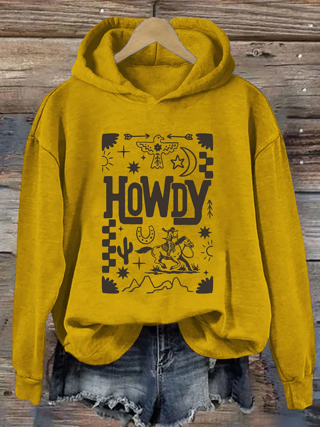 Howdy Cowboy Retro Floral Western Hoodie