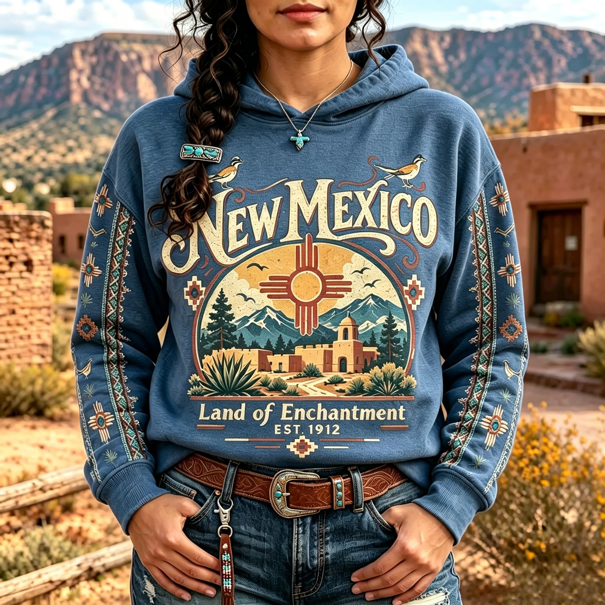 Comstylish New Mexico "land Of Enchantment 1912" Design Women's Hoodie