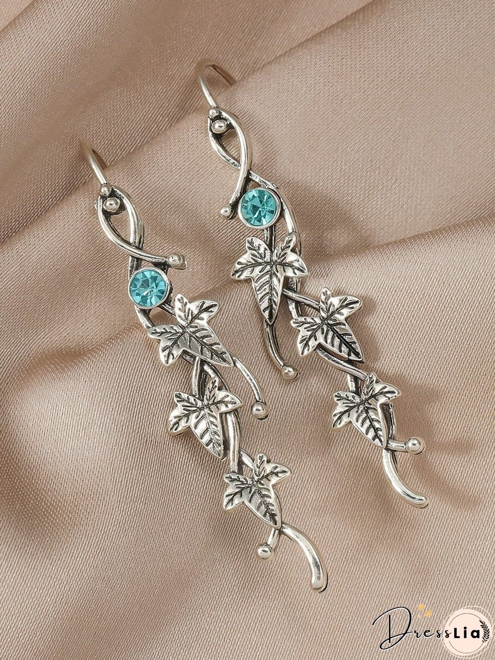 Elegant Ivy Leaf Gemstone Drop Earrings