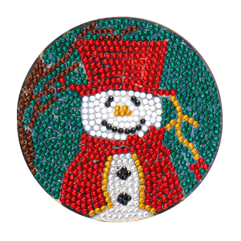 6pcs DIY Point Drill Coaster Christmas Style with Mat Shelf Kits(Wooden)