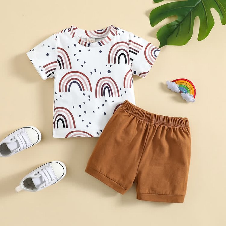Baby Newborn Rainbow Tee and Shorts Set