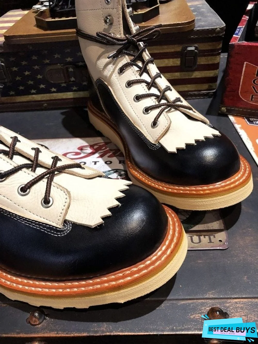 High Top Shoes Men England Style Vintage Casual Work Boots Lace Up Office Shoes