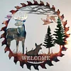 Whitetail Bowhunter Welcome Saw Blade Cut Out Metal Wall Art