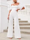 Bandeau Wide Leg Puff Sleeves Jumpsuits