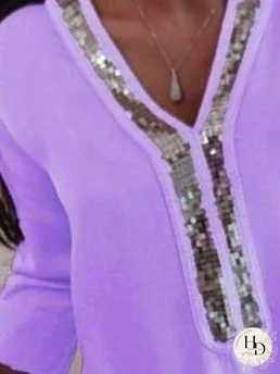 Versatile Sequin-Detailed Long Sleeve Top