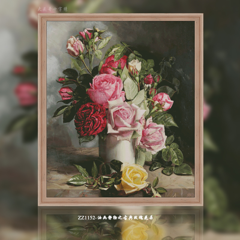 [ZZ1152-Oil painting still life classical rose flower]  Painting Fairy Cross Stitch