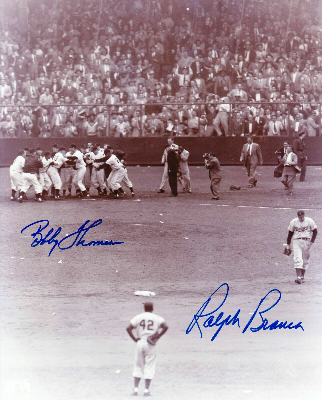 Bobby Thomson / Ralph Branca Autographed Signed 8x10 Photo Poster painting ( Dodgers ) REPRINT