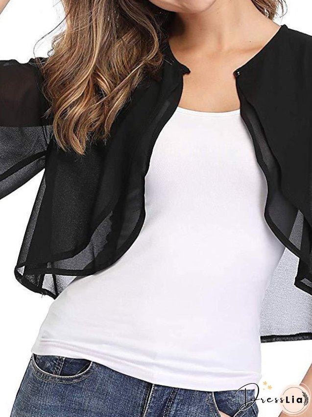 Women's Jacket Clean Fit Casual Jacket Outdoor Daily Going out Spring Summer Short Coat Regular Fit Breathable Streetwear Jacket Short Sleeve Solid Color UV Protection White Black Pink
