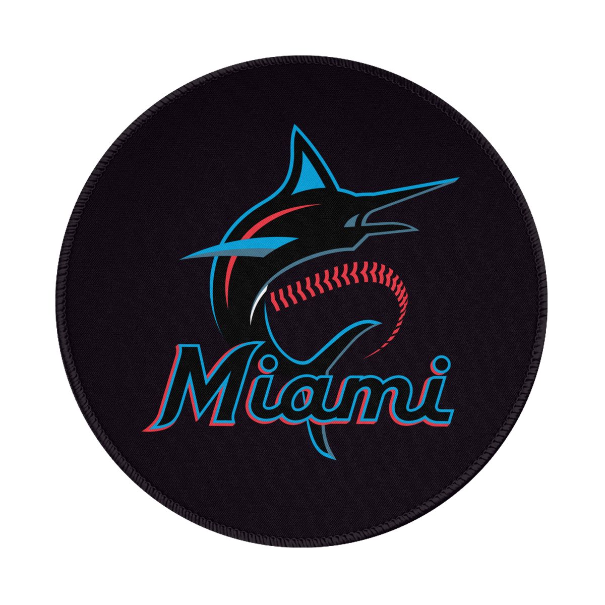Miami Marlins Team Logo Round Non-Slip Thick Rubber Modern Gaming Mousepad