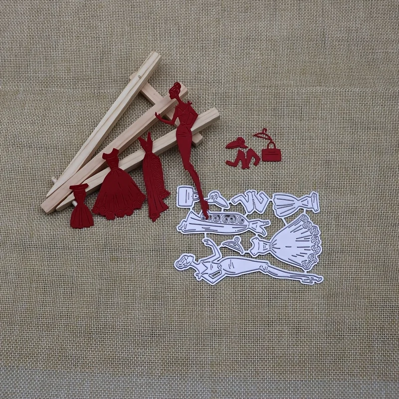 Athvotar Cutting Dies Princess Dress High Heels Handbag Diy Scrapbooking Photo Album Decorative Embossing Stencil Paper Card Crafts