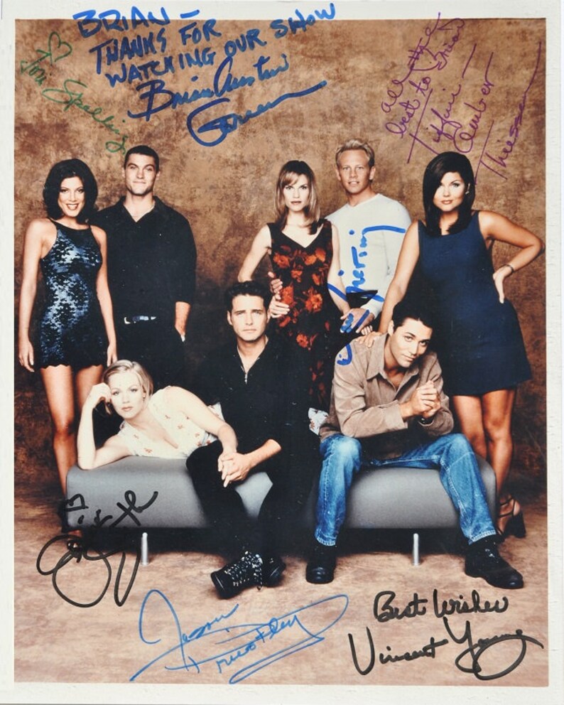 BEVERLY HILLS, 90210 CAST Signed Photo Poster painting X7 Jason Priestley, Jennie Garth, Ian Ziering, Tori Spelling, Brian Austin Green, wcoa