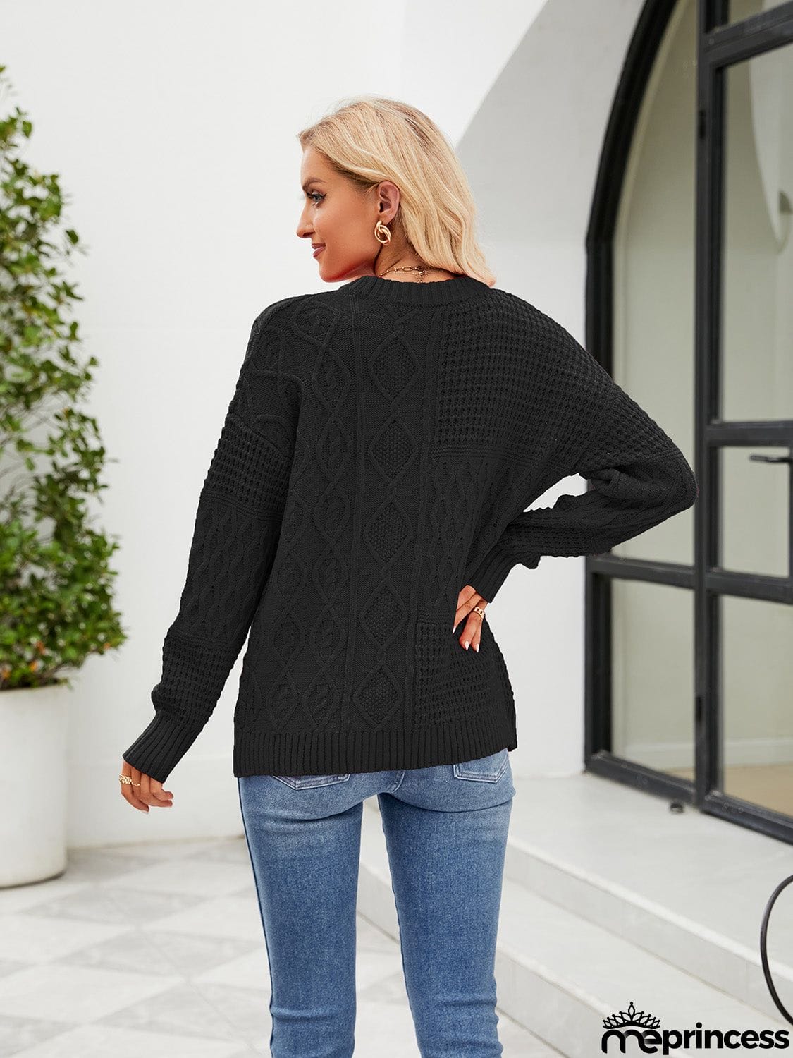 Round Neck Dropped Shoulder Sweater