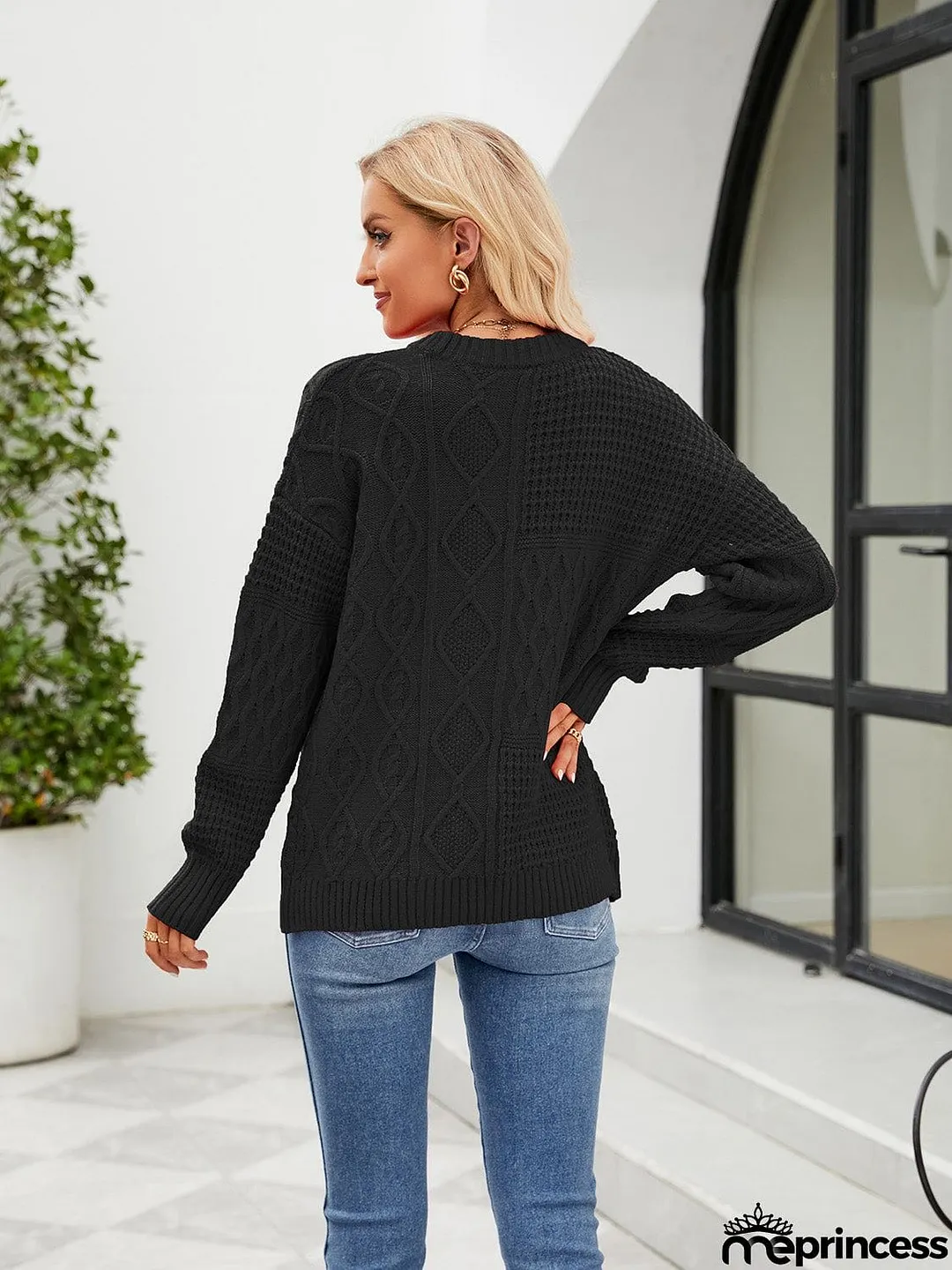 Round Neck Dropped Shoulder Sweater