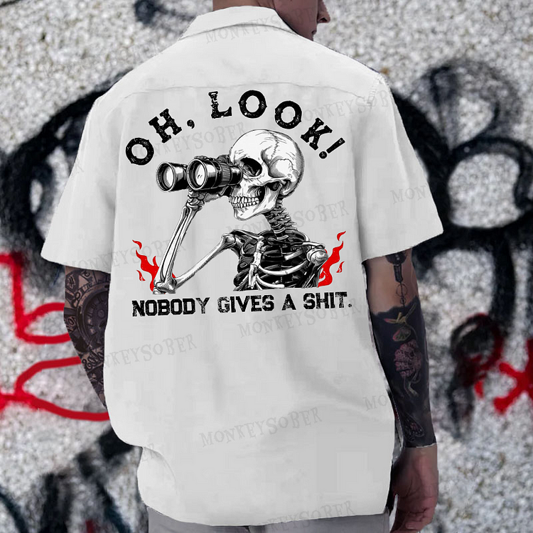 “Oh Look Nobody Gives A Shit ”  Reversible Printed Button Up Shirt