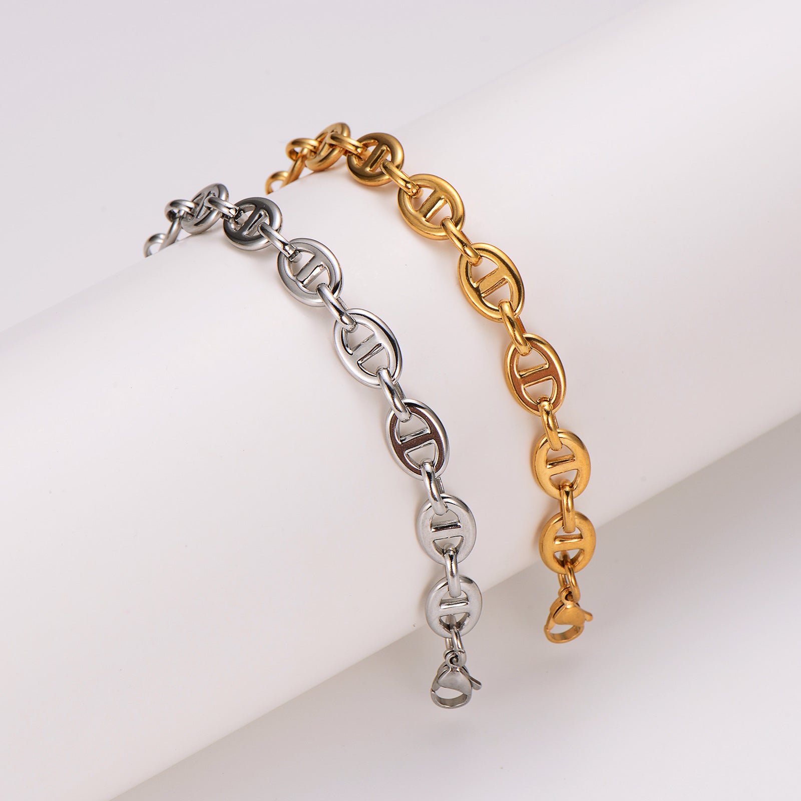 Women Minimalist Round U-Shape Stainless Steel Electroplating Bracelets