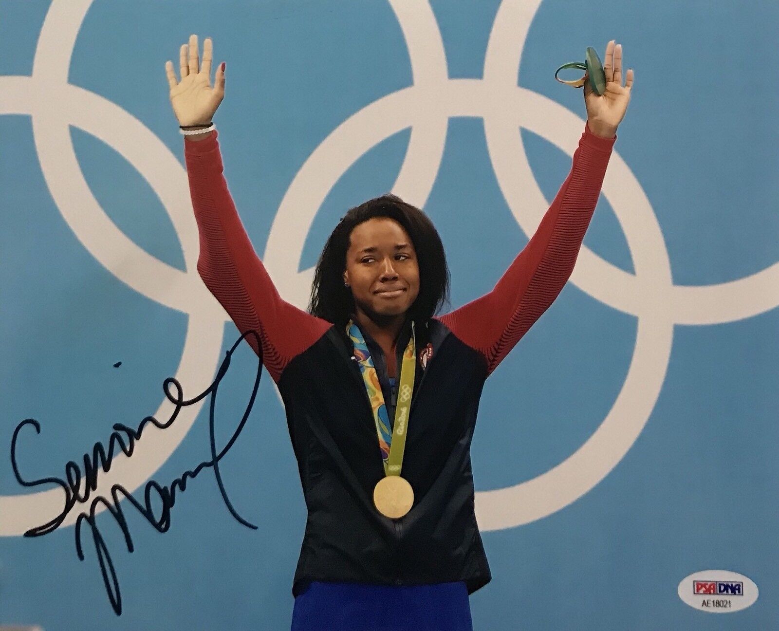 Simone Manuel Signed Autographed Team USA Swimming Gold 8x10 Photo Poster painting Psa/Dna