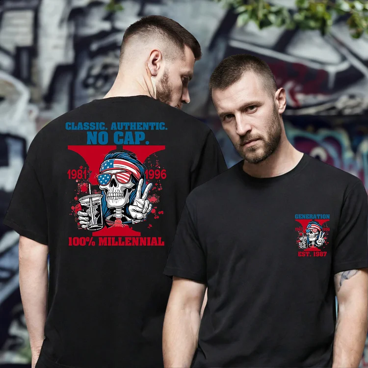 Classic. Authentic. No Cap. 100% Millennial Custom EST Gen Y T-shirt