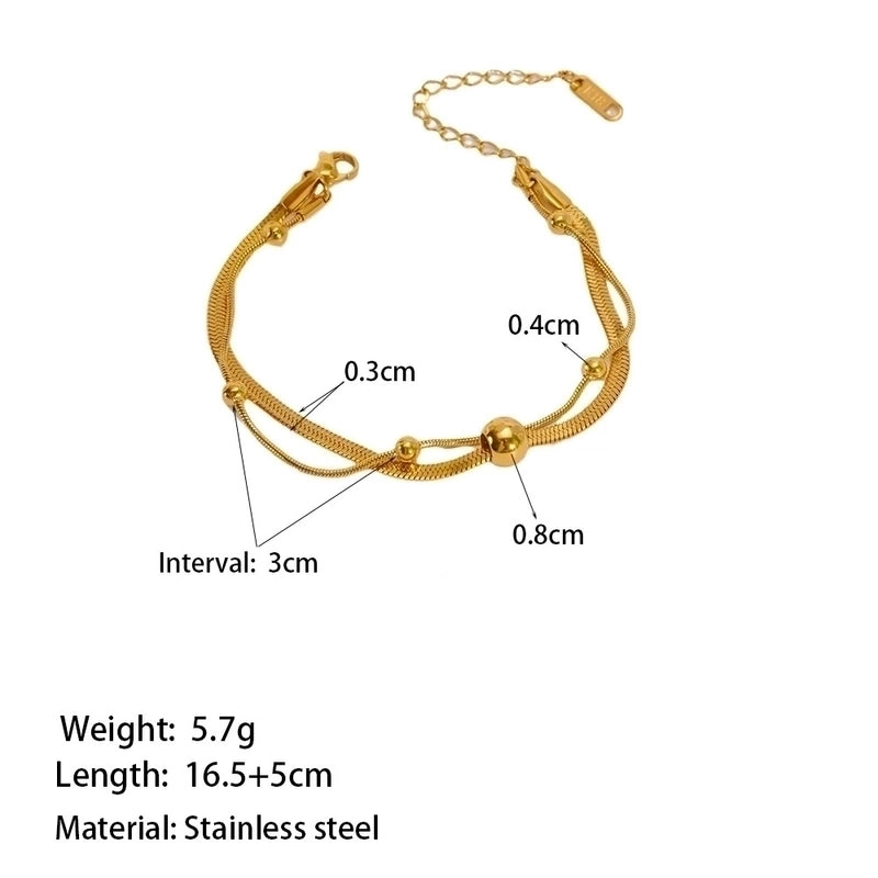 Vintage Style Minimalist Commute Geometric 304 Stainless Steel 18K Gold Plated Layered Polishing Plating Bracelets Anklet Necklace
