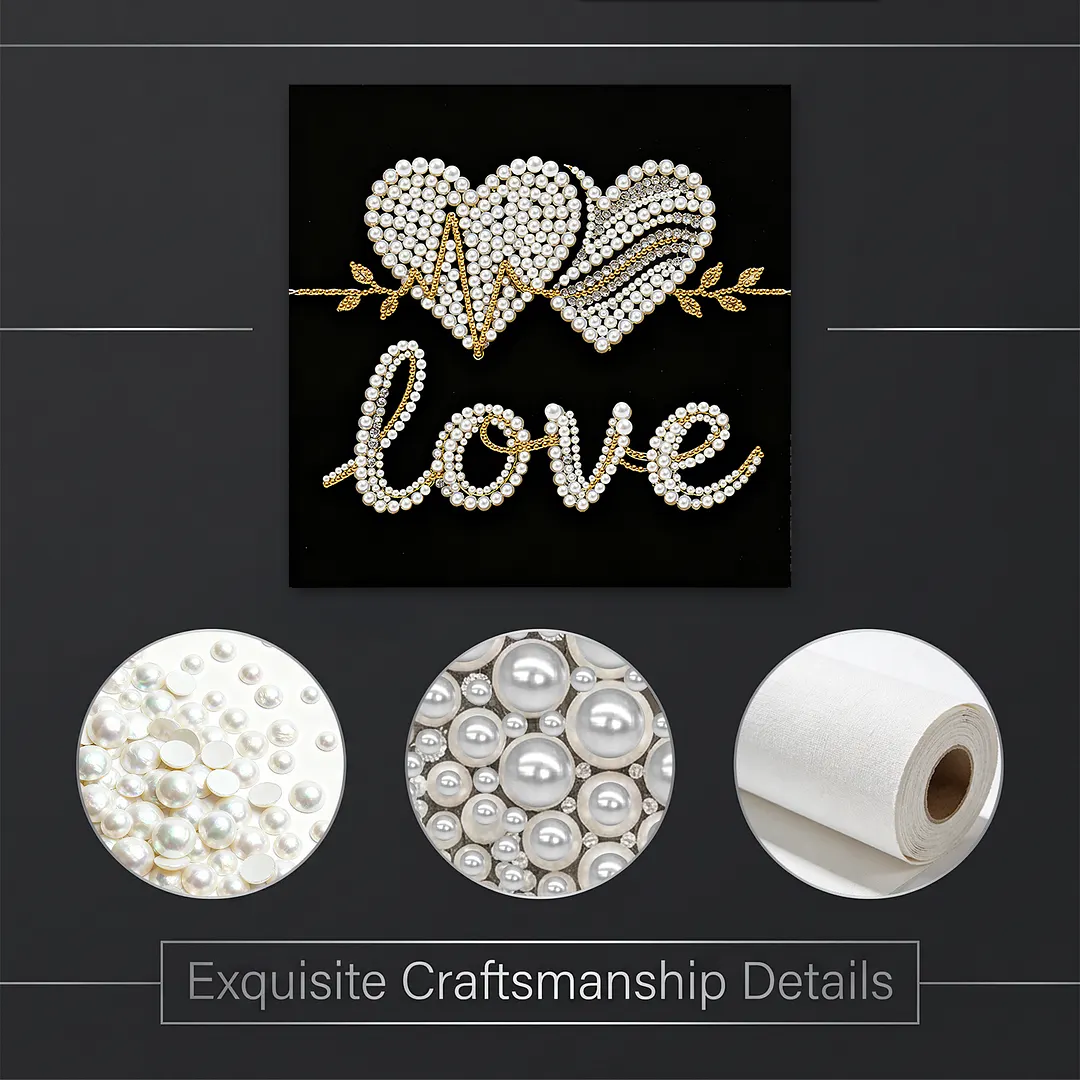 Love Self-Adhesive Frameless DIY Pearl Painting 30x30cm Canvas