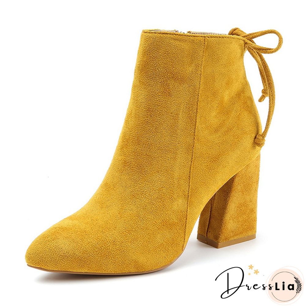 Winter Boots Short Boots Suede Ankle Boots Thick Heel Boots Solid Color Women Shoes Pump Boot
