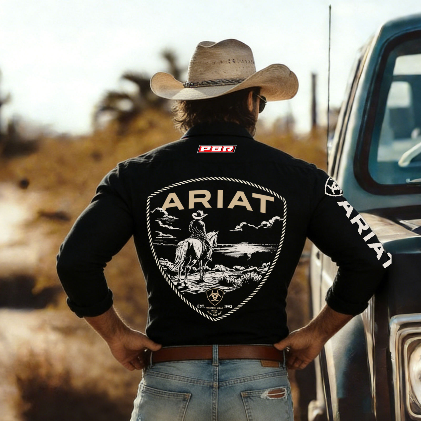 Cotton Western Riding Jacket With Print And Horse Design For Men