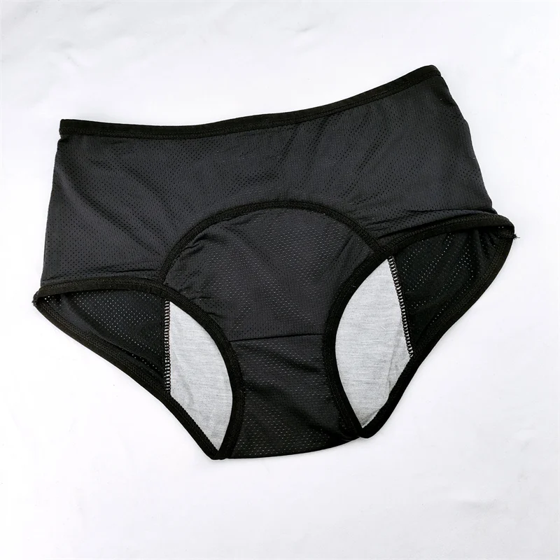 Damokan High Elasticity Menstruation Underwear Mid Rise Leak-proof Safety Briefs Plus Size Seamless Panties Nude Cotton Solid Lingerie