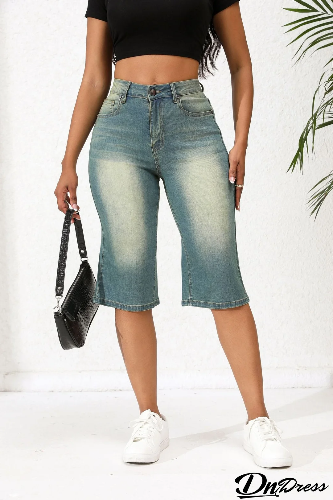 Trendy Women's Spring Summer Straight Loose Denim Midi Pants