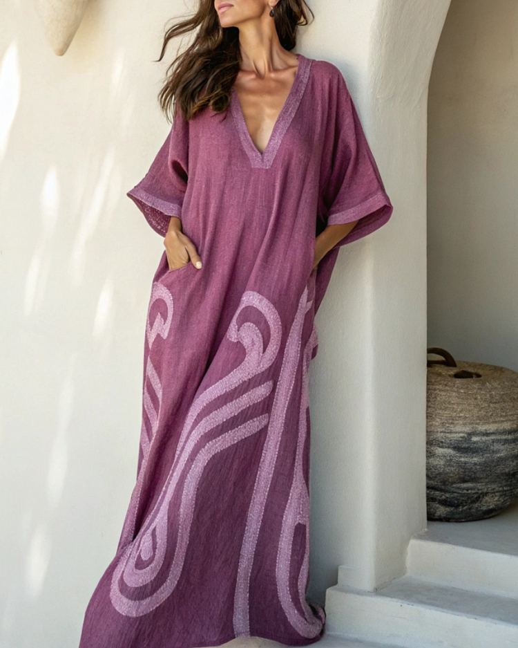 Linen Kaftan Maxi Dress