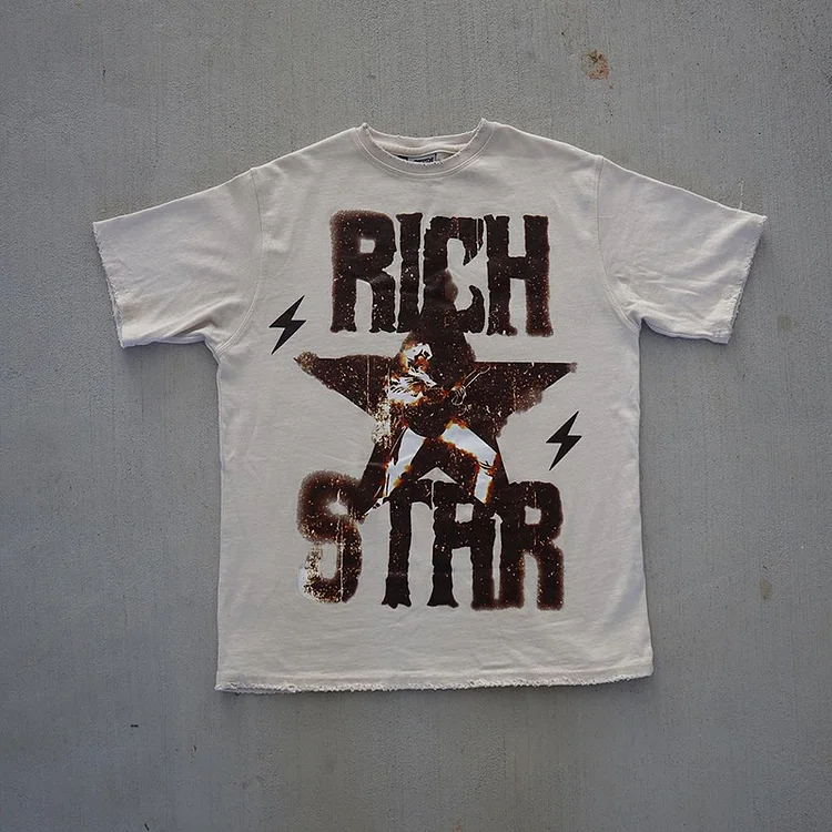 Sopula Vintage Rich Star Art Graphic Print T-Shirt