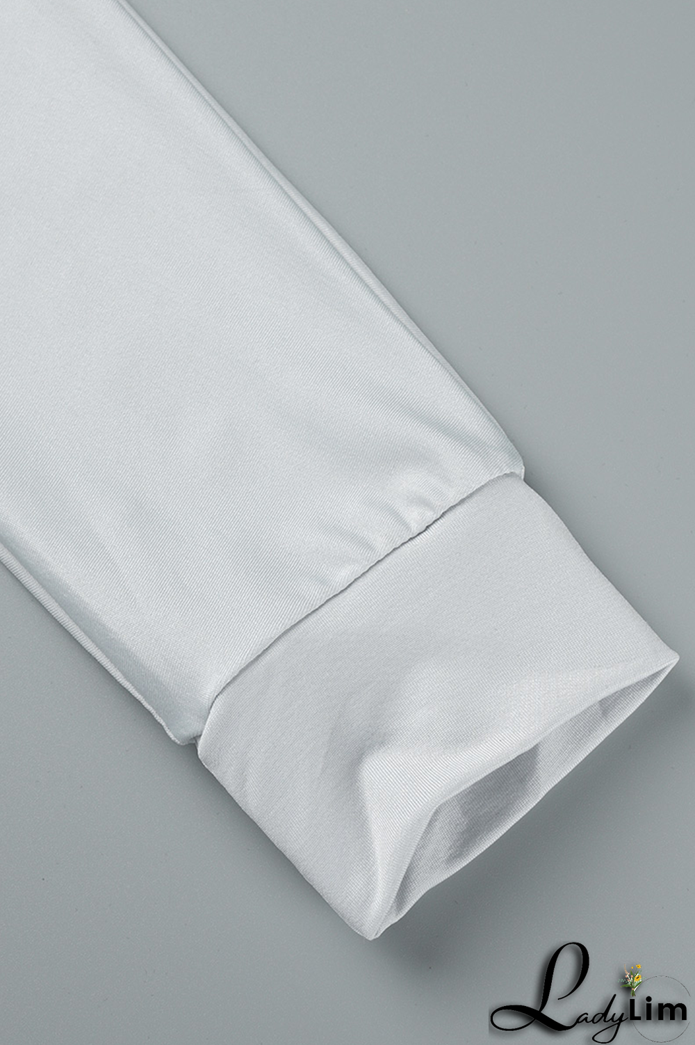 Gray White Fashion Print Patchwork One Shoulder Long Sleeve Two Pieces