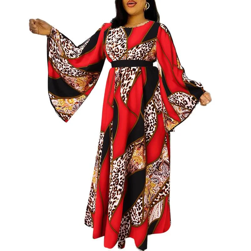 Summer Maxi Long Dress Women Long Sleeve Floral Printed Dress 2022 VONDA Elegant Sundress High Waist Party Ball Gowns Vestidos