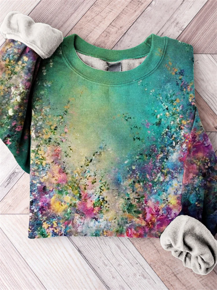 Abstract Floral Oil Painting Cozy Sweatshirt