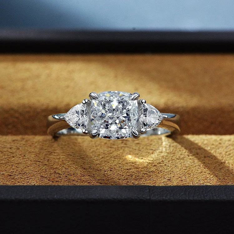 Ice cut high carbon diamond ring 1.5 carat main stone 7 colors adjustable