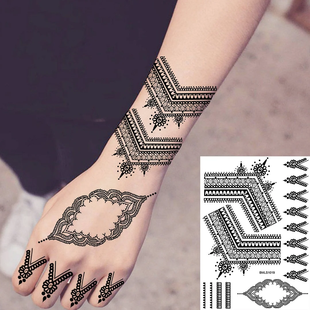 Henna Pendant Temporary Tattoos For Women Undertboob Girls Realistic Butterfly Rose Flower Fake Tattoo Sticker Chest Tatoos