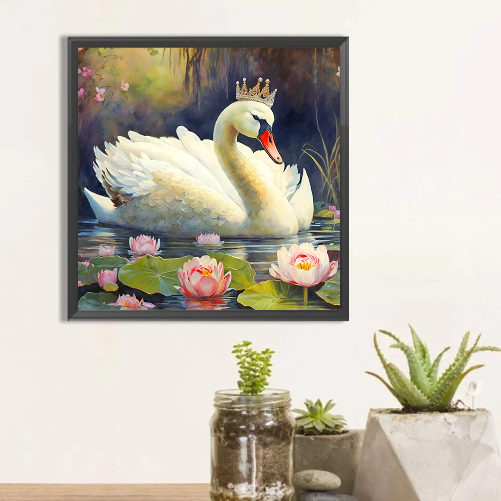 Full Round Diamond Painting 30*30cm - White Swan