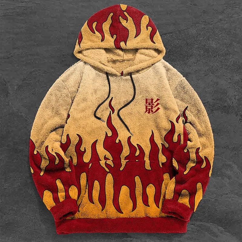 Retro Street Naruto Plush Hoodies