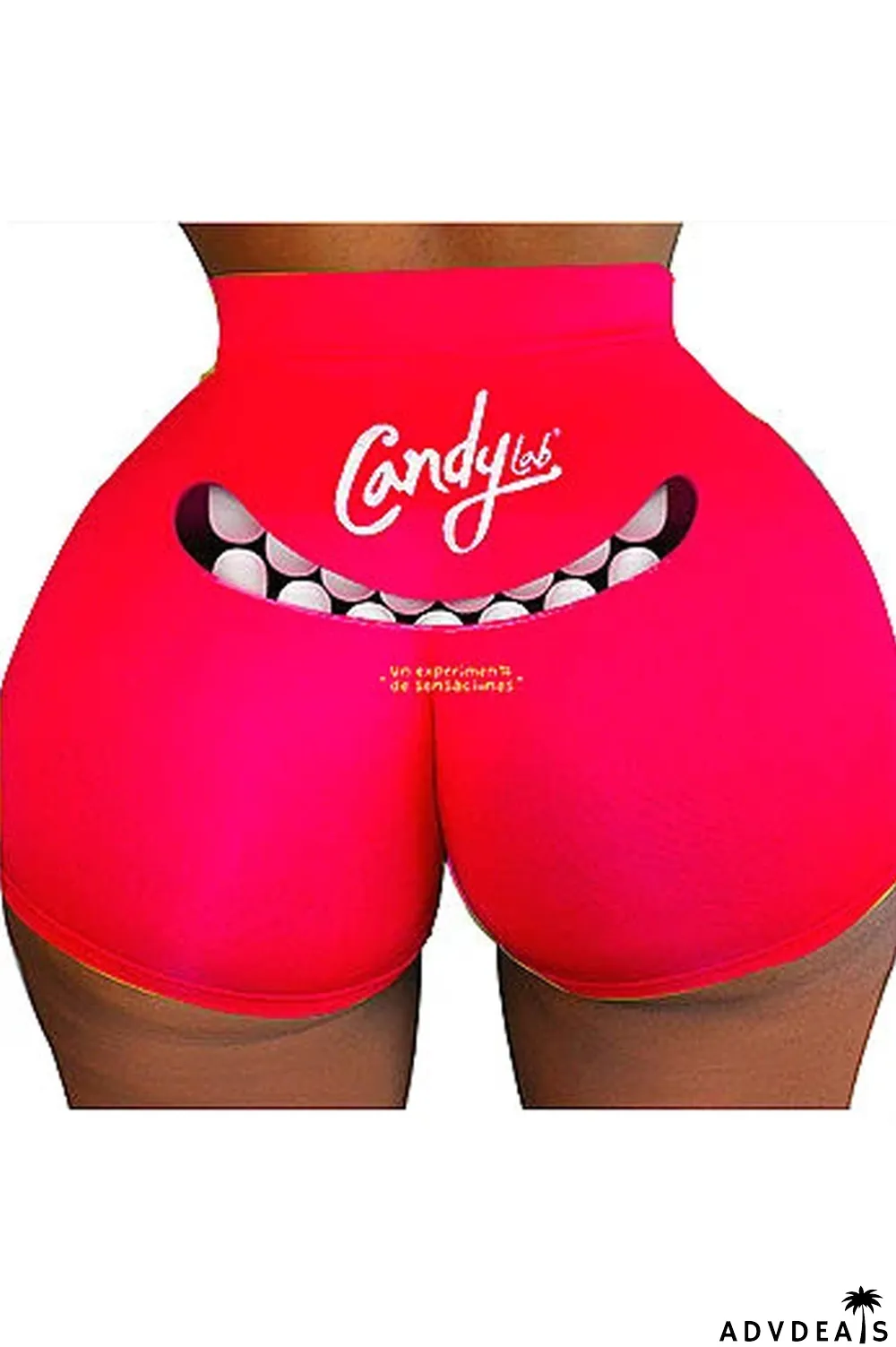 cartoon Milk Silk Elastic Fly High Print Straight shorts Bottoms