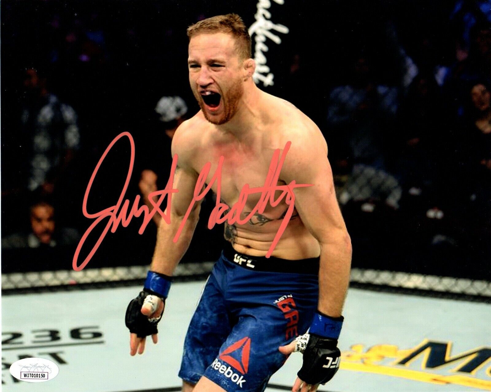 Justin Gaethje autographed signed 8x10 Photo Poster painting UFC The Highlight JSA COA Ferguson