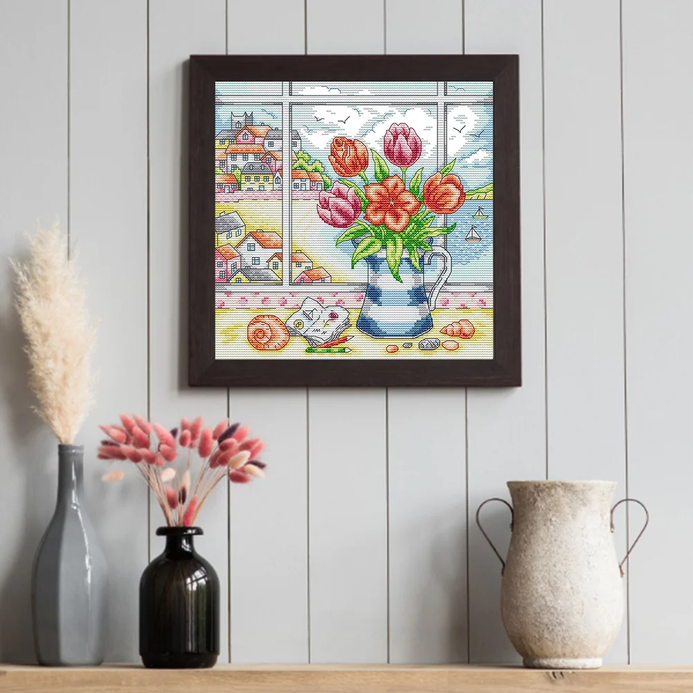 14CT Partial Printed Cross Stitch - Vase(29*29cm)