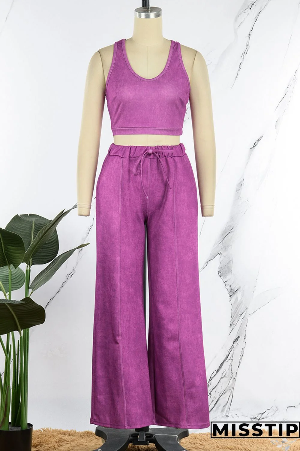 Blue Casual Solid Patchwork O Neck Sleeveless Two Pieces